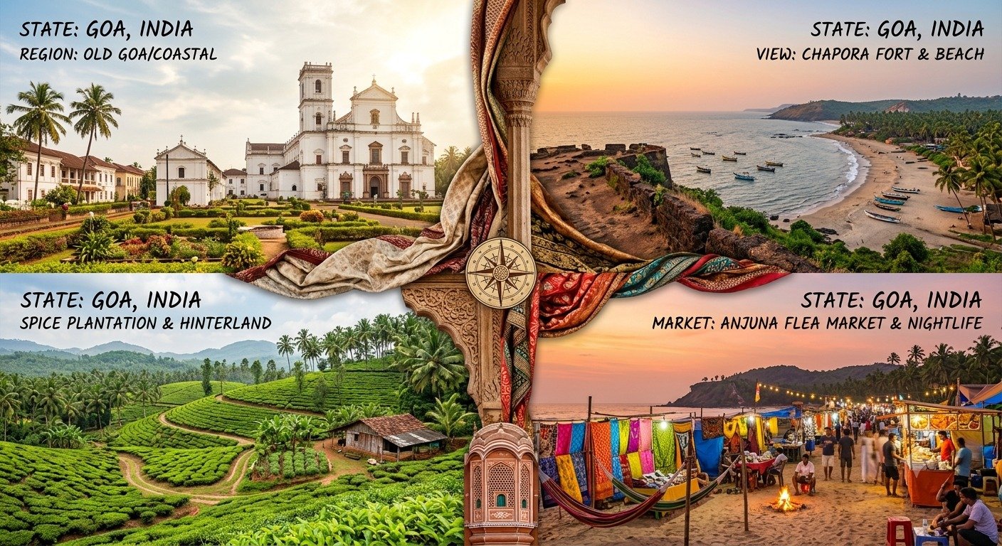 Goa — Old Goa, Chapora Fort, Spice plantations, Anjuna