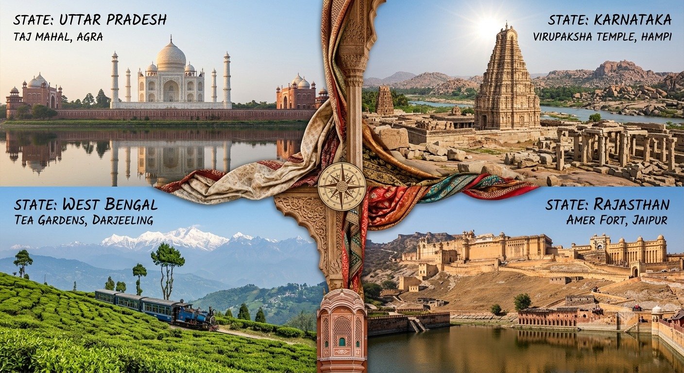 India Highlights — Taj Mahal, Hampi, Darjeeling, Amer Fort